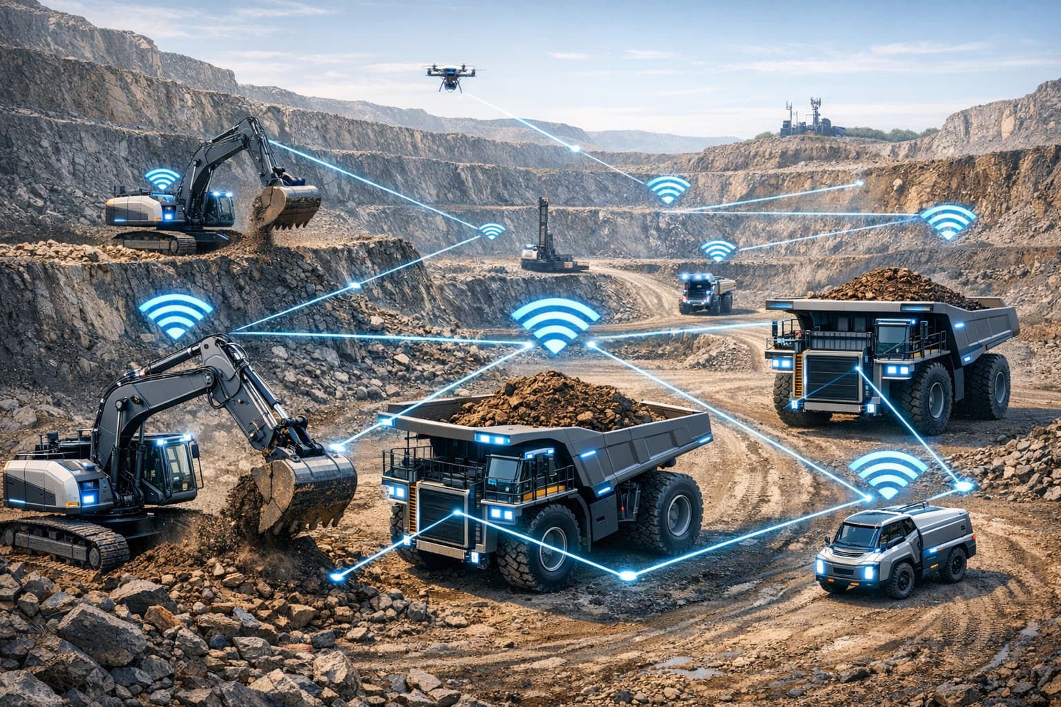 Autonomous open-pit mine with interconnected vehicles using V2X technology