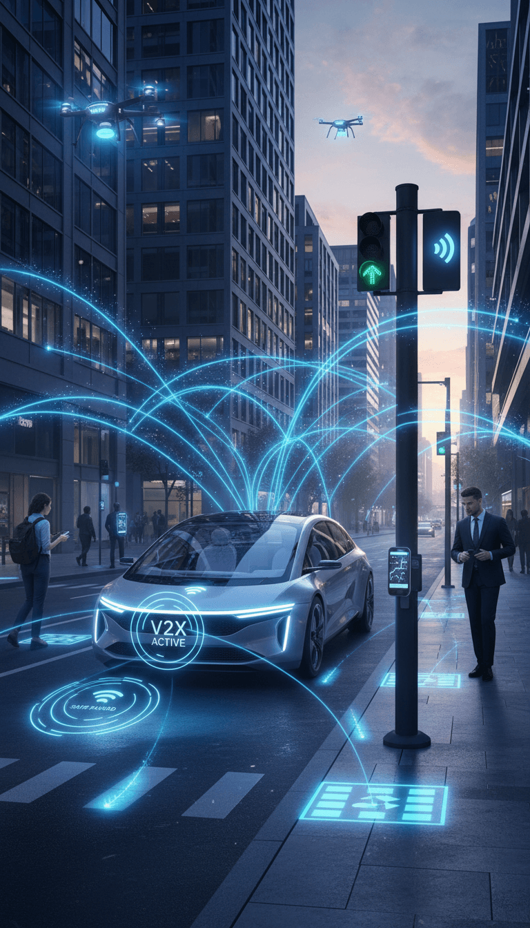 V2X technology connecting vehicles and infrastructure