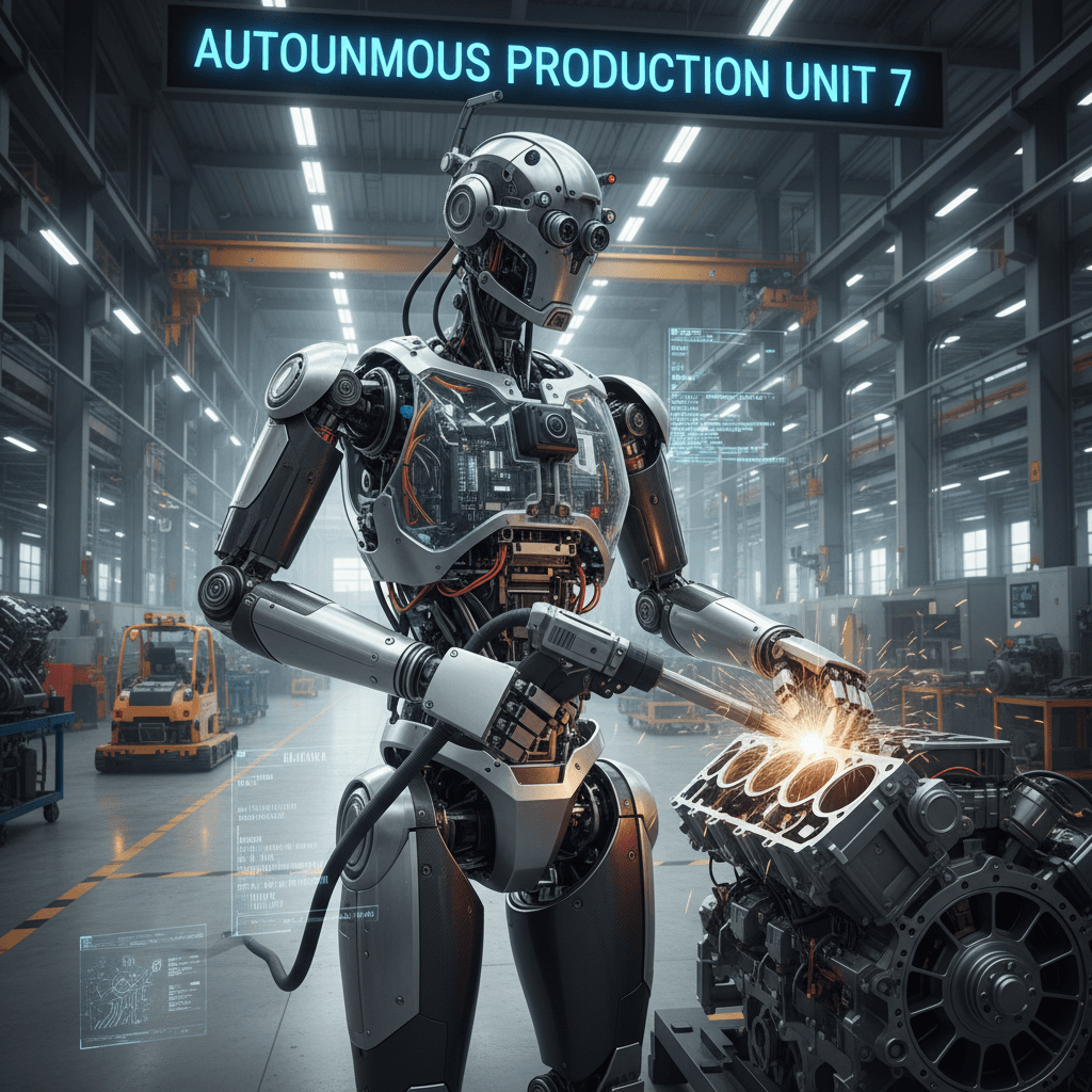 Robot performing autonomous AI-driven task