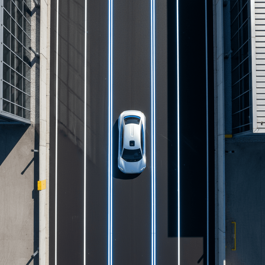 Inductive charging lane with electric vehicle