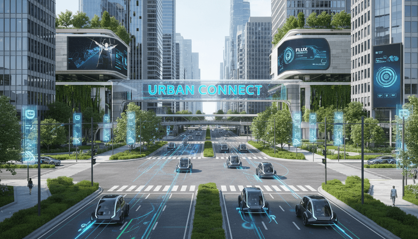 Autonomous vehicles in a smart city intersection using V2X communication.