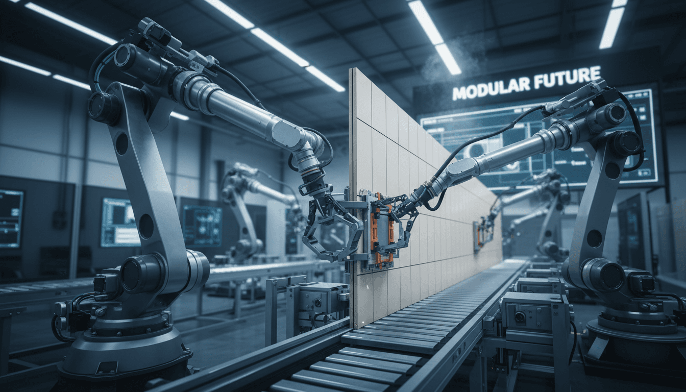 Robotic assembly in smart factory building modular home components